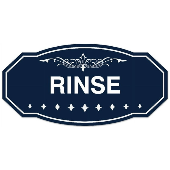 Signs ByLITA Victorian Rinse Sign - Laser-Engraved Lettering | Durable ABS Plastic | Vibrant Colors | Powerful Foam Tape (Navy Blue / White) - Large