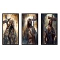 thumbnail image 2 of Designart "Jesus with Cross in Black III" Religious Landscape Framed Wall Art Set Of 3 - Black Religious Landscape Frame Gallery Wall Set For Home Decor, 2 of 7
