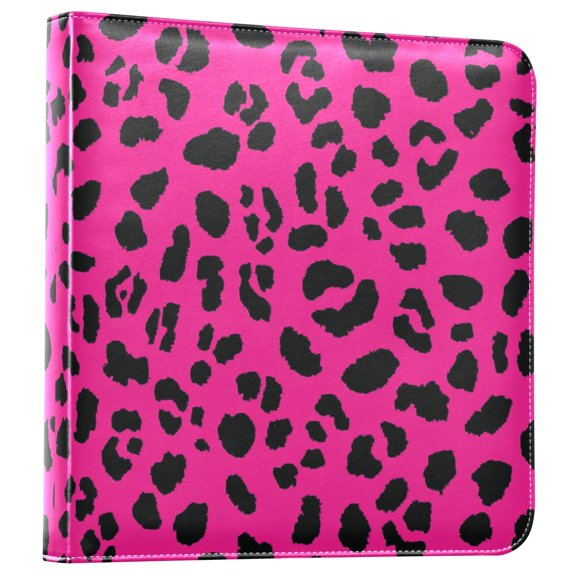 iauyy PU Leather Scrapbook Album | Expandable Binder with 20 Self-Adhesive Pages (11.8x24in)，Pink Leopard Print