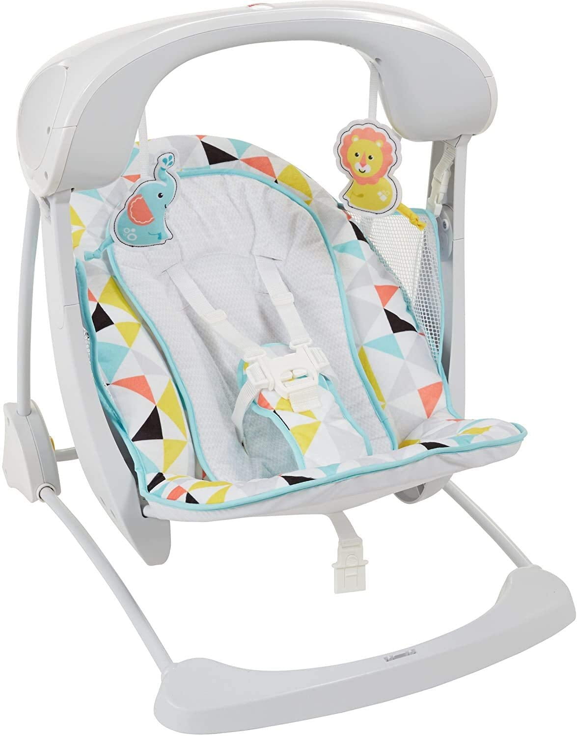 Fisher Price White Deluxe Take-Along Swing and Seat Elephant and Tiger 
