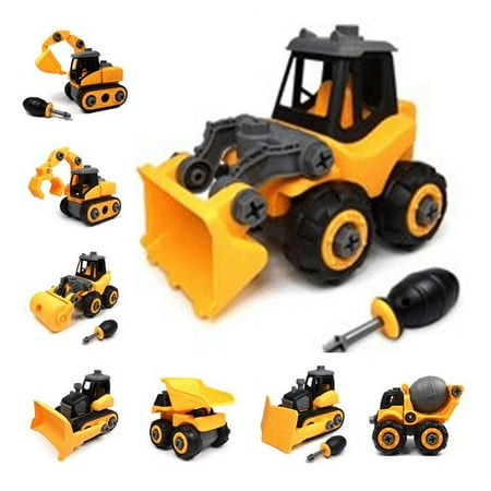 Constructions and farm vehicles toys,Take apart toy,Safe Buiding Vehicle toy set,excavator,bulldozer,blender and more play vehicles for kids aged 3,4,5,6