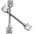 thumbnail image 4 of Pair of 14G Stainless Steel Nipple Rings Cubic Zirconia Tongue Ring Piercing Barbell Bar Body Jewelry for Women, 4 of 5