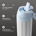 thumbnail image 3 of TAL 24oz Stainless Steel 2-in-1 Straw and Chug Water Bottle with Push Lid, Light Blue Stripe, 3 of 12