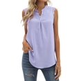 thumbnail image 3 of Women'S Summer Casual Sleeveless V Neck Lace Trim Tank Tops Loose Blouse Tees S, 3 of 7