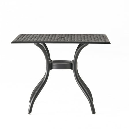 Sullivan Outdoor Cast Aluminum Square Dining Table, Black Sand