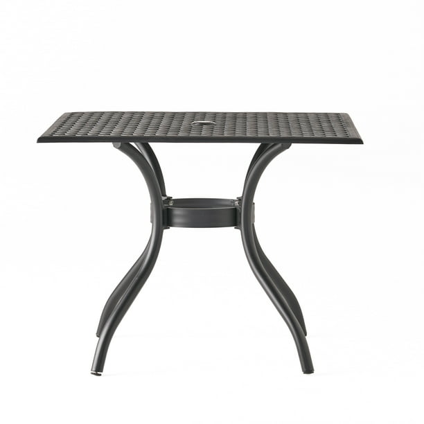Sullivan Outdoor Cast Aluminum Square Dining Table Black Sand Com - Black Cast Aluminum Patio Side Table