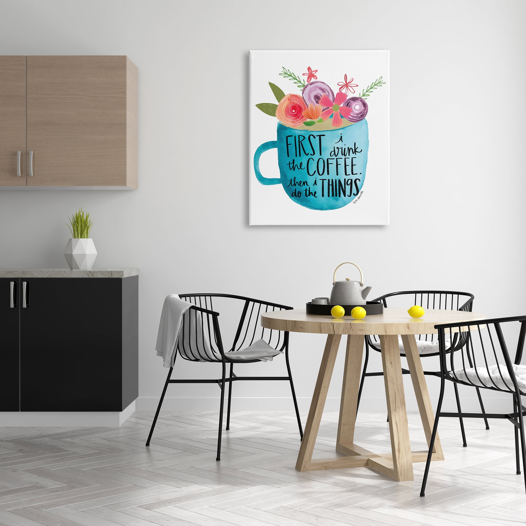 Stupell Industries Drink Coffee Do Things Phrase Blue Floral Mug, 30 x 40, Designed by Katie Doucette
