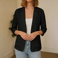 thumbnail image 4 of Bixock Women's Dress Blazer 3/4 Sleeve Suits Jackets Button Top Solid Color Loose Breathable Summer Casual Daily Blouse, 4 of 6