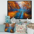 thumbnail image 2 of Orange Autumn Landscape With Little Road II 32 in x 24 in Framed Painting Canvas Art Print, by Designart, 2 of 5