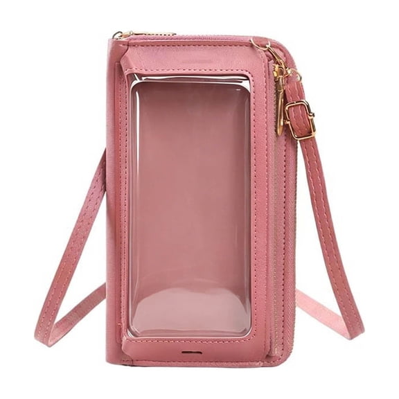 VeFlora Women's Touchscreen Phone Crossbody Bag, Small Cell Phone Wallet Purse, Multi-Pocket Mini Shoulder Bag for Travel Shopping Daily Use(Light Pink/One Size)