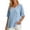 *Light Blue, variant on ClodeEU Women's V Neck Short Sleeve Tops,Casual Loose Curved Hem Lightweight Blouses ,Women's Plus L
