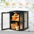 thumbnail image 6 of Bamboo Bread Box, Kitchen Countertop Corner Bread Box, Large Capacity 2-Tier Bread Container, Bread Storage Container with Dual Rippled Acrylic Doors, for Kitchen Food Storage, 6 of 9