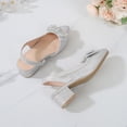 thumbnail image 5 of hoksml Girls Glitter Rhinestone Bow Slingback Heels, Pointed Toe Low Block Heel Dress Shoes for Wedding, Pageant and Birthday Party Occasions, 5 of 6