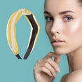 thumbnail image 2 of Unique Bargains 1 Pc Grace Stripe Pattern Wide Cross Knot Headbands for Women White Yellow, 2 of 6