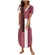 thumbnail image 1 of Vestido de Manga Corta para las Mujeres, Vestido Casual de Cuello en V de Bolsillo de Impresión de Moda Sexy Hecho de Poliéster Ligero para el Verano, Vestido de Verano para las Mujeres, 1 of 5