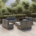 thumbnail image 1 of vidaXL 9 Piece Garden Lounge Set with Cushions Grey Poly Rattan, 1 of 5