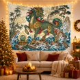 thumbnail image 3 of Chinese Qilin on Rocky Waves with Golden Egg, Mystical Illustration for Fantasy Lovers, Asian Mythology Wall Art, Birthday Gift Tapestry Wall Hanging for Living Room and Meditation Room, 3 of 7