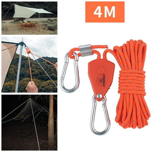 Tensor de Cuerda de trinquete Cola Cuerda de viento de tienda 4mm 4m Naranja