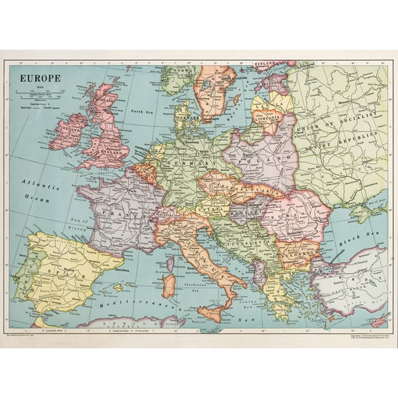 Map Whitneygraham 1930 Europe Political Extra Large XL Wall Art Poster Print