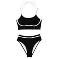 thumbnail image 4 of Sakmal Bikini Swimsuits for Women Plus Size Double Support Swimwear Solid Hawaiian Black Womens Swimsuits XXL, 4 of 7