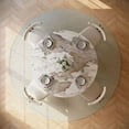 thumbnail image 5 of 51.18" Hobart Modern Round Dining Table for 4, Pandora Glossy Sintered Stone Table, Bronze Carbon Steel Pedestal, 5 of 7