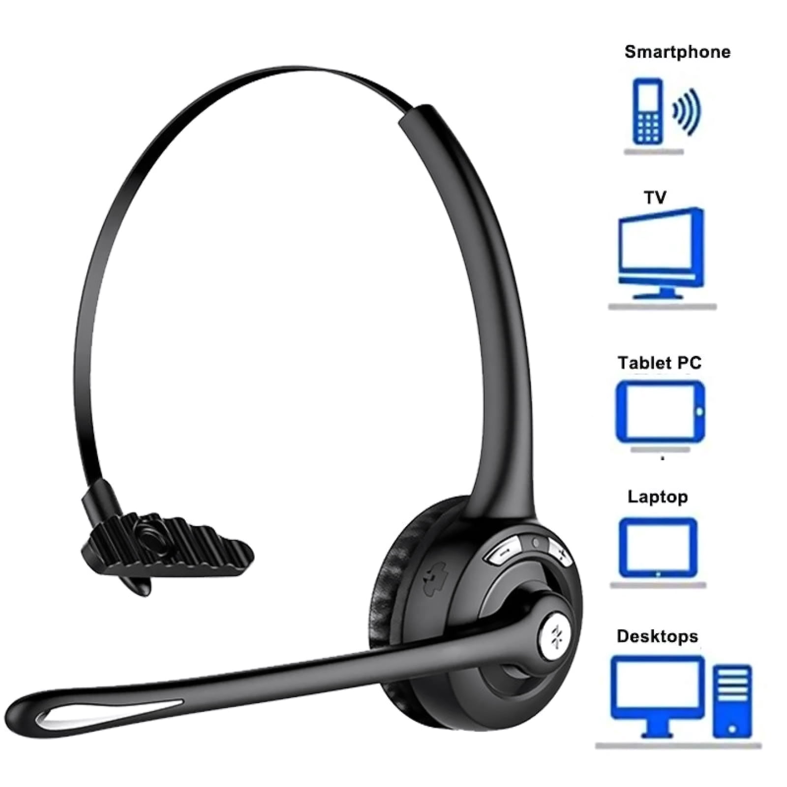 NATEFEMIN Gaming Console Bluetooth Headset Lightweight Over Ear 13 Hour Battery Noise Cancelling Microphone Dual Device Connect Black
