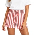 thumbnail image 5 of GERsome Striped Shorts Women's Comfy Drawstring Shorts for Casual Lounge Vacation Athletic with Pockets Pink Size L, 5 of 6
