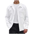 thumbnail image 2 of Amzcrzy Polyester Manteau en pour Hommes, Manches Longues, Bouton, Poche Solide, Col Rabattu, Veste de Mode pour Hommes, 2 of 7