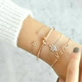 thumbnail image 2 of Womens Bracelet Set of 4 Fashion Alloy Bracelets with Triangle Knotted LOVE Letter and Cactus Design Electroplated, 2 of 10