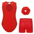 thumbnail image 3 of YUUMIN 3Pcs Kids Girls Sparkly Sleeveless Gymnastics Leotard Unitard Ballet Dance Biketard with Shorts Set Red 12, 3 of 6