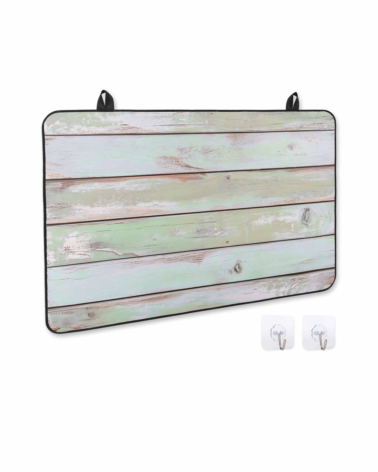 nqOlkjepod Large Induction Cooktop Protector Mat 24"x21", Green Grey Wooden Stove Top Covers for Electric Stove, Farmhouse Vintage Stripes Decorative Stove Burner Cover Mats, Glass Top Stove Cover