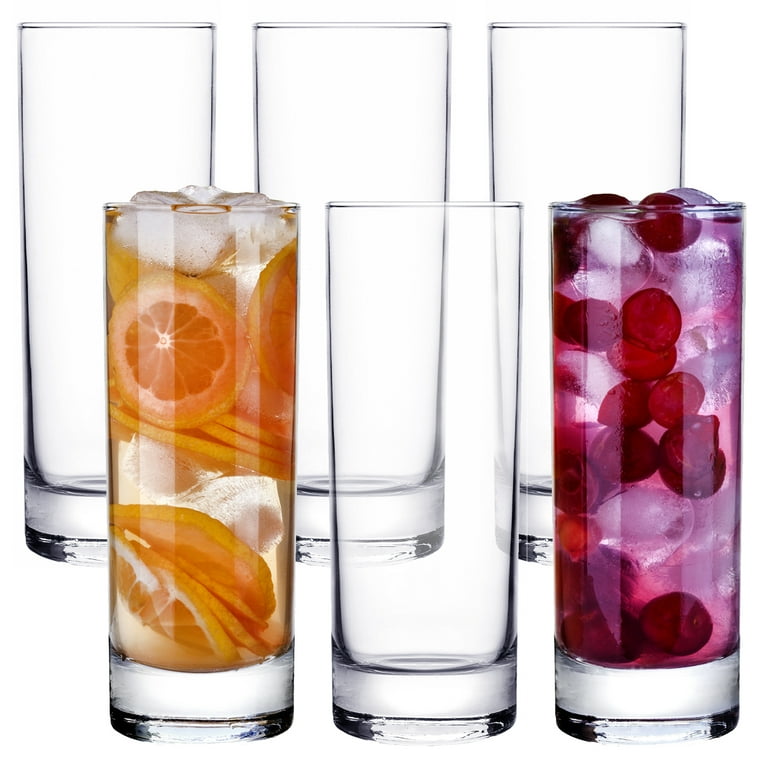 300ml Capacity VILON Italian Premium Highball Glasses Set Of 6 - 300ml  Crystal Style Drinking Glasses Crystal Clear Glassware