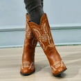 thumbnail image 5 of Fesfesfes Wide Calf Boots For Women Fashion Gothic Boots Printed Cowgirls Boots Casual Pointer Boots Low Heels Boots US:7.5(38), 5 of 6