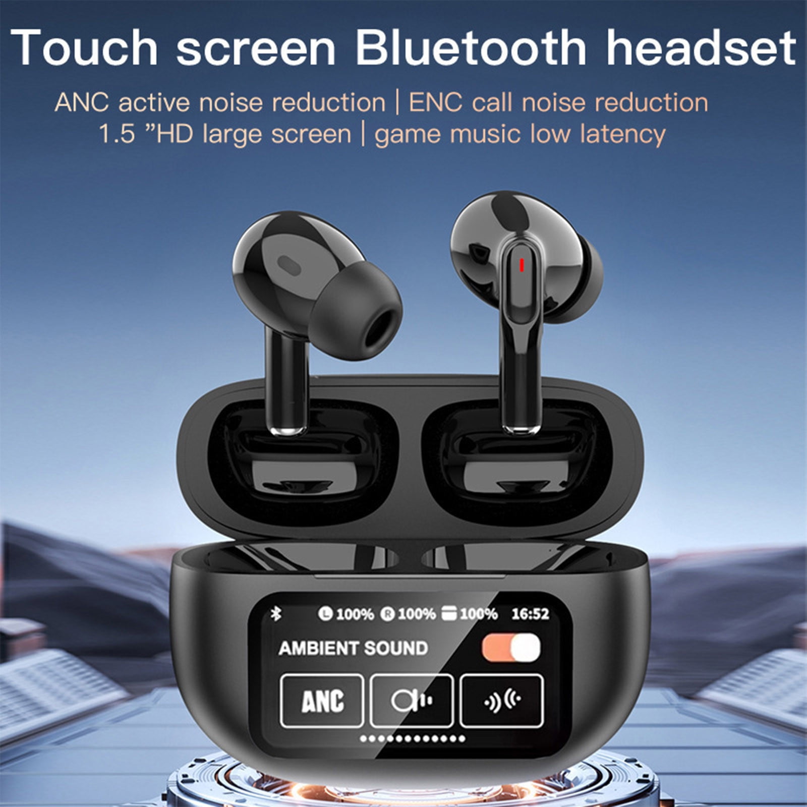 True Wireless Earbuds Bluetooth 5.3 Headphones 45H Long Playtime, Wireless Charging Case, IPX8 Waterproof Stereo Earphones, Built-in Mic Calls, Headset Premium Deep Bass 32 Preset EQs via APP,Black
