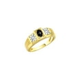 thumbnail image 3 of RYLOS Men's Rings Yellow Gold Plated Silver Classic 6X4MM Oval Gemstone &  Diamond Ring Black Star Sapphire Birthstone Rings For Men, Silver Rings, Size 8, 3 of 7