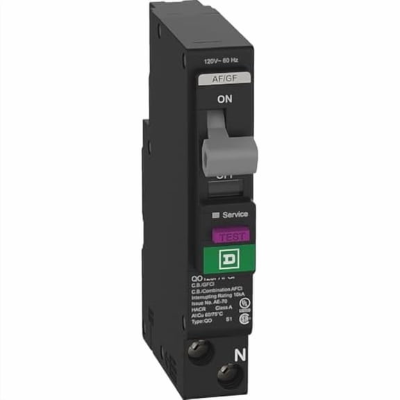 Square D QO 15A Single-Pole CAFCI Dual Function Circuit Breaker QO115DFC