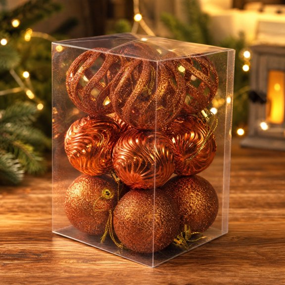 PONPRNGY 12Pcs 2.36" Christmas Balls Ornaments for Xmas Tree, 3 Style Shatterproof Christmas Tree Decorations Hanging Ball for Holiday Wedding Party Decoration