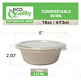 thumbnail image 3 of [150 Pack] 16 oz Compostable Paper Bowls with Lids Heavy-Duty Disposable Bowls, Eco-Friendly Natural Bagasse Unbleached, Hot or Cold Use, 100% Biodegradable Soup Bowls Sugarcane, 3 of 9