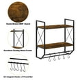 thumbnail image 5 of Bathroom Wall Shelf Wall-Mounted Industrial 2-Tier Wooden Bathroom Towel Rack with Towel Bar, 5 Metal Hooks Toilet Storage Shelf for Kitchen, Bathroom, Brown, 5 of 9