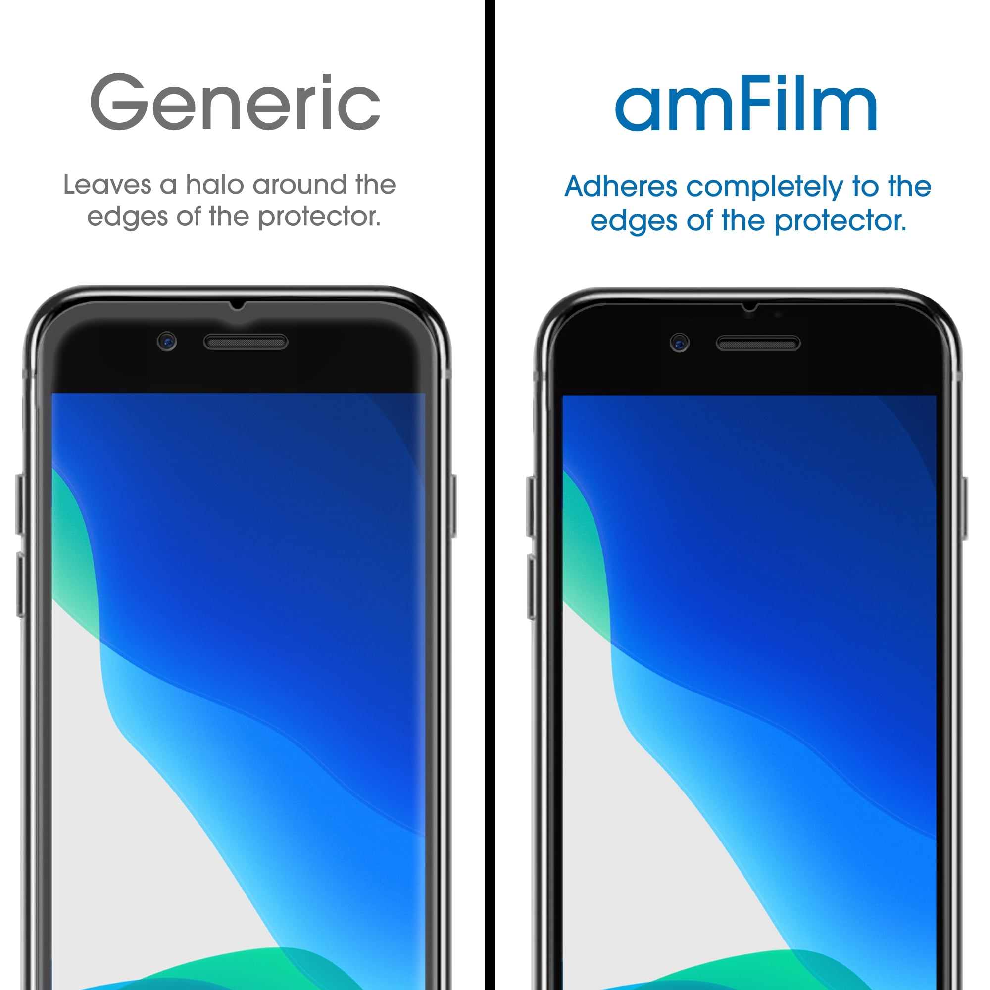 (2 Pack) iPhone SE 3 (2022 3rd Gen) / SE 2 (2020 2nd Gen) Screen Protector , amFilm Tempered Glass Screen Protector Film for iPhone SE, iPhone 8, iPhone 7, iPhone 6S, and iPhone 6 (4.7" Devices)