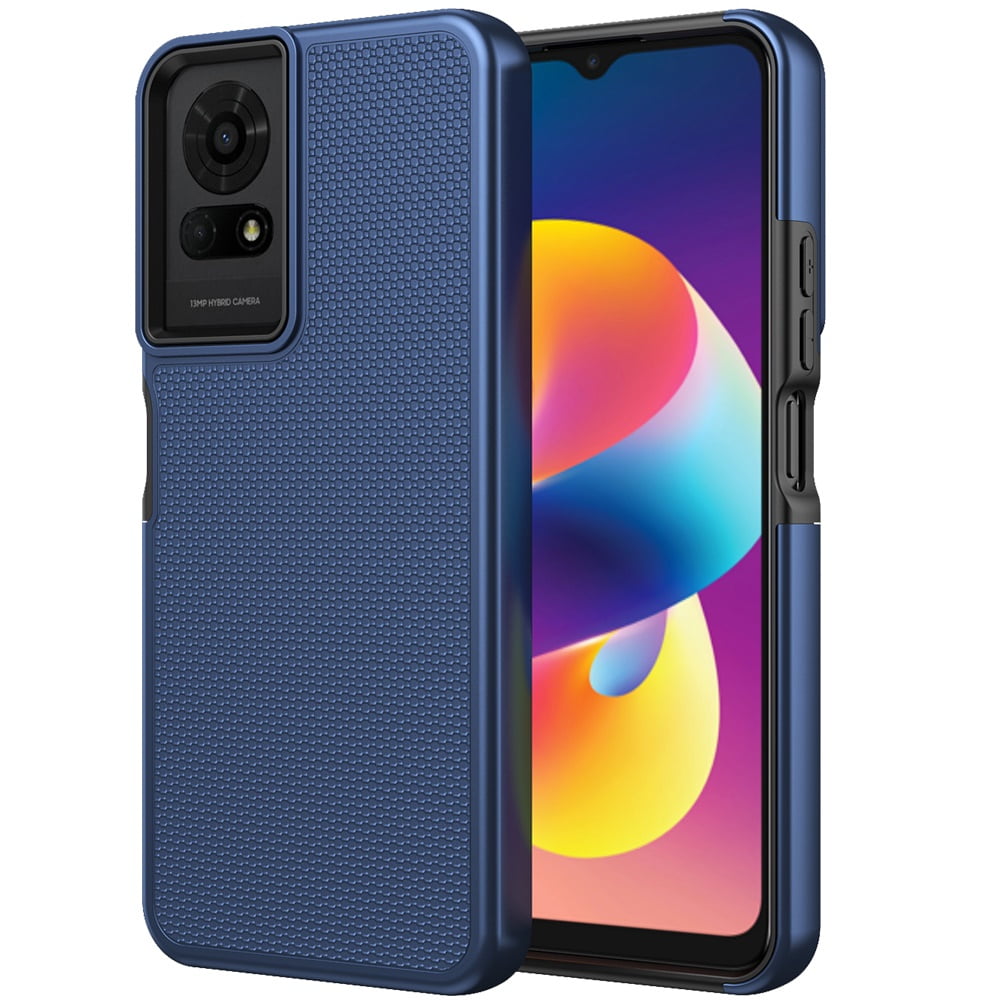 Xpression Phone Case For AT&T Motivate Pro 5G Dual Layer Heavy-Duty Hybrid Rugged Case Rugged Texturized TPU & PC Shockproof Silicone Military Grade Cover, Blue