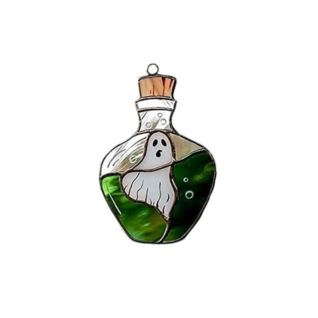 

Ghost Stained Acrylic Window Hangings Green Stained Ghost Pendant A Trapped Ghost Hangings Quirky Stained Glass Pendant for Indoor Outdoor Garden Decoration