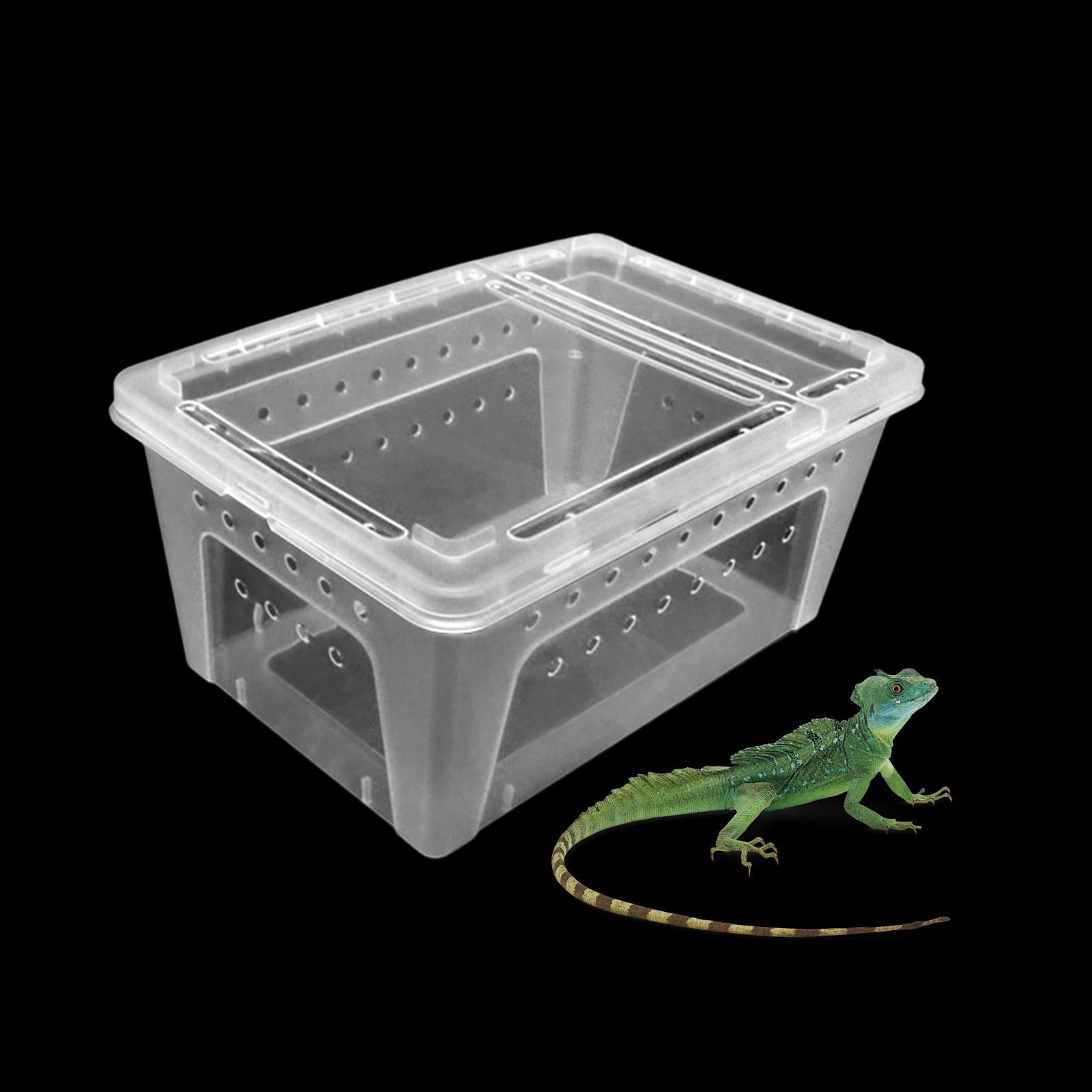 Fzaqwen Reptile Terrarium Enclosure Double Opening Turtle Habitat Sturdy Reptile Breeding Box Container for Terrapin Amphibians Snake Clear