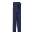 thumbnail image 5 of up to 60% off Gifts Usmixi Womens Loose Straight Leg Pants Casual Solid High Waist Plus Size Trousers Comfy Breathable Cotton Linen Leisure Wear Belt Long Pants with Pocket Navy l, 5 of 5