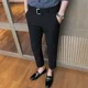 thumbnail image 5 of 9 Pantalones de traje masculino recortados con trenzas, ajustados, drapeados, elásticos, para verano, para hombre, sastrería social, elástica, para negocios, fluidos, formales, 5 of 5