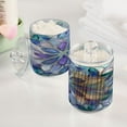 thumbnail image 5 of 4 Pack Purple Blue Floral Stained Glass Qtip Holder Dispenser Clear Plastic Storage Apothecary Jars for Cotton Swabs Balls Pads Floss, 5 of 7