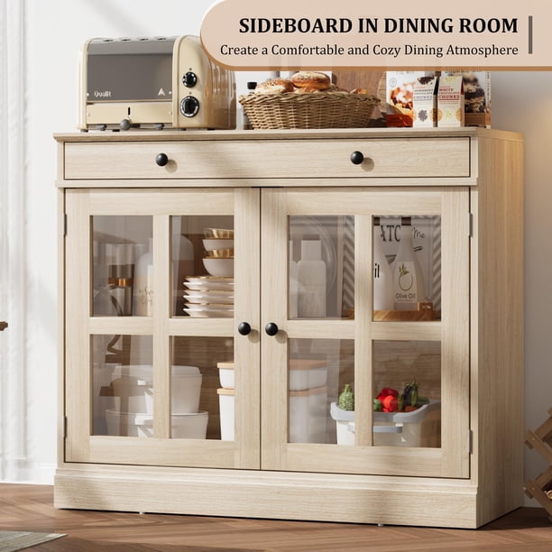 35.4 en aparador con puerta de cristal, gabinete Buffet