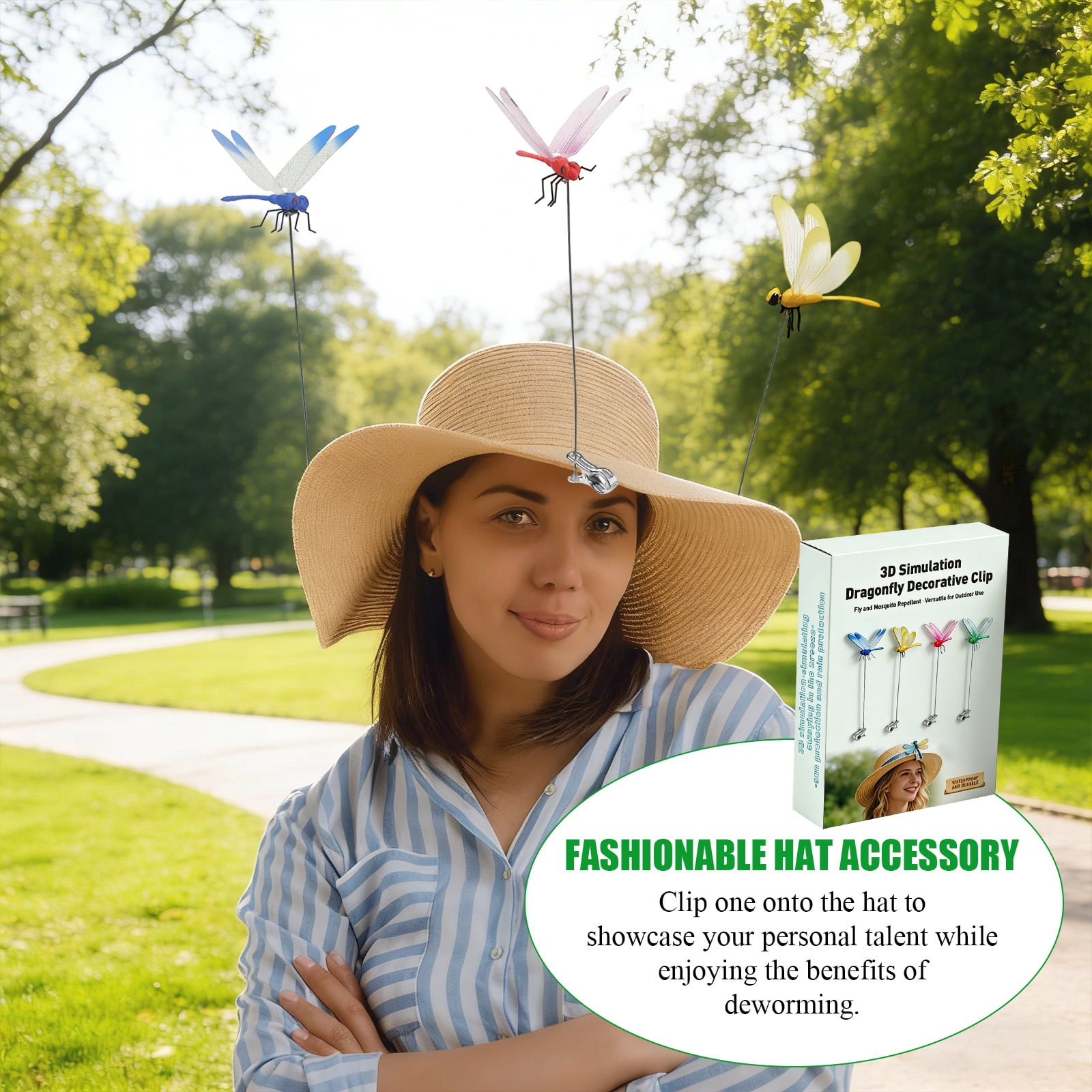 DragonFly Clips for Bugs Repellent, 3D Fake Dragonfly Clips to Keep Bugs Away, Clip on Dragonfly for Bugs, Waterproof Dragon Fly Clip Outdoor Hanging Ornament & Garden Decor