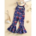 thumbnail image 3 of Bagilaanoe 4th Of July Clothes Bell Bottom Jumpsuit Baby Girls Spaghetti Strap Flare Pants Overalls Sleeveless Backless Playsuit, 3 of 9