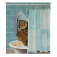 thumbnail image 1 of ABPHQTO Gato divertido tomando baño japonés Noren cortina puerta ventana tratamiento cortinas 85x150 cm, 1 of 1
